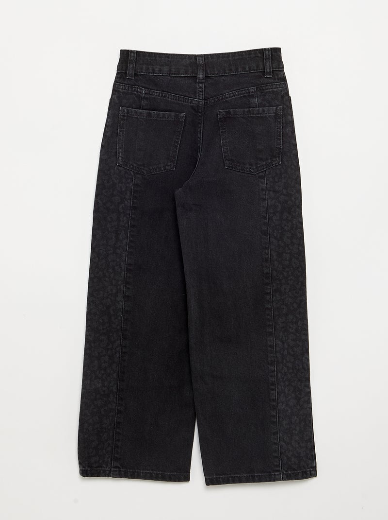 Pantaloni in denim con inserti stampati Nero - Kiabi