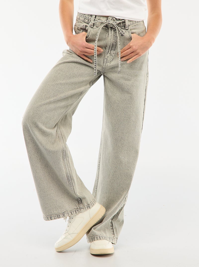 Pantaloni in denim con mini cintura Grigio - Kiabi