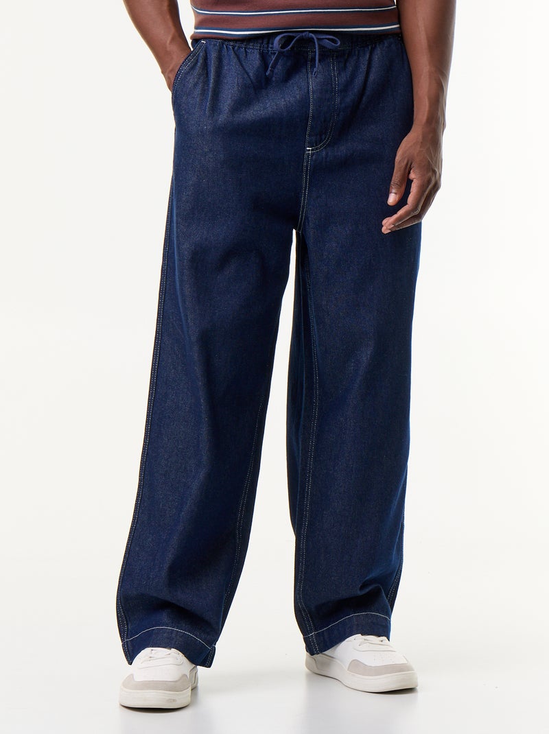 Pantaloni in denim con vita elasticizzata Blu - Kiabi