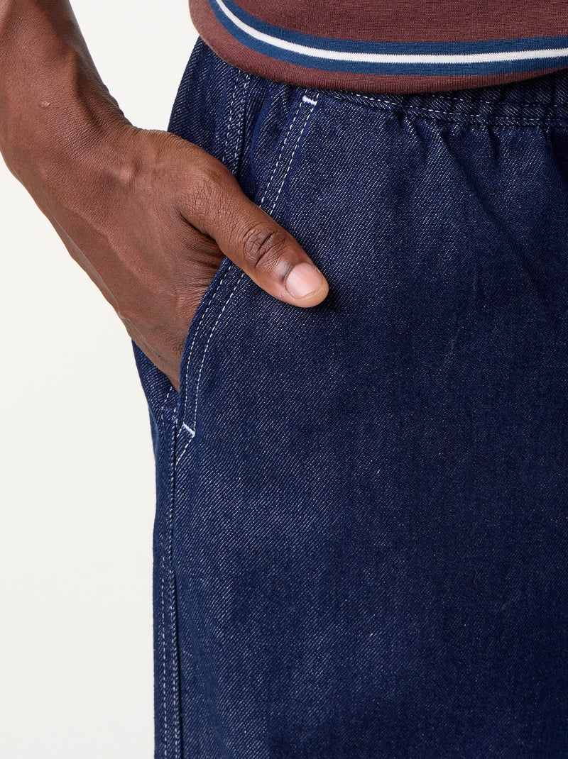 Pantaloni in denim con vita elasticizzata Blu - Kiabi