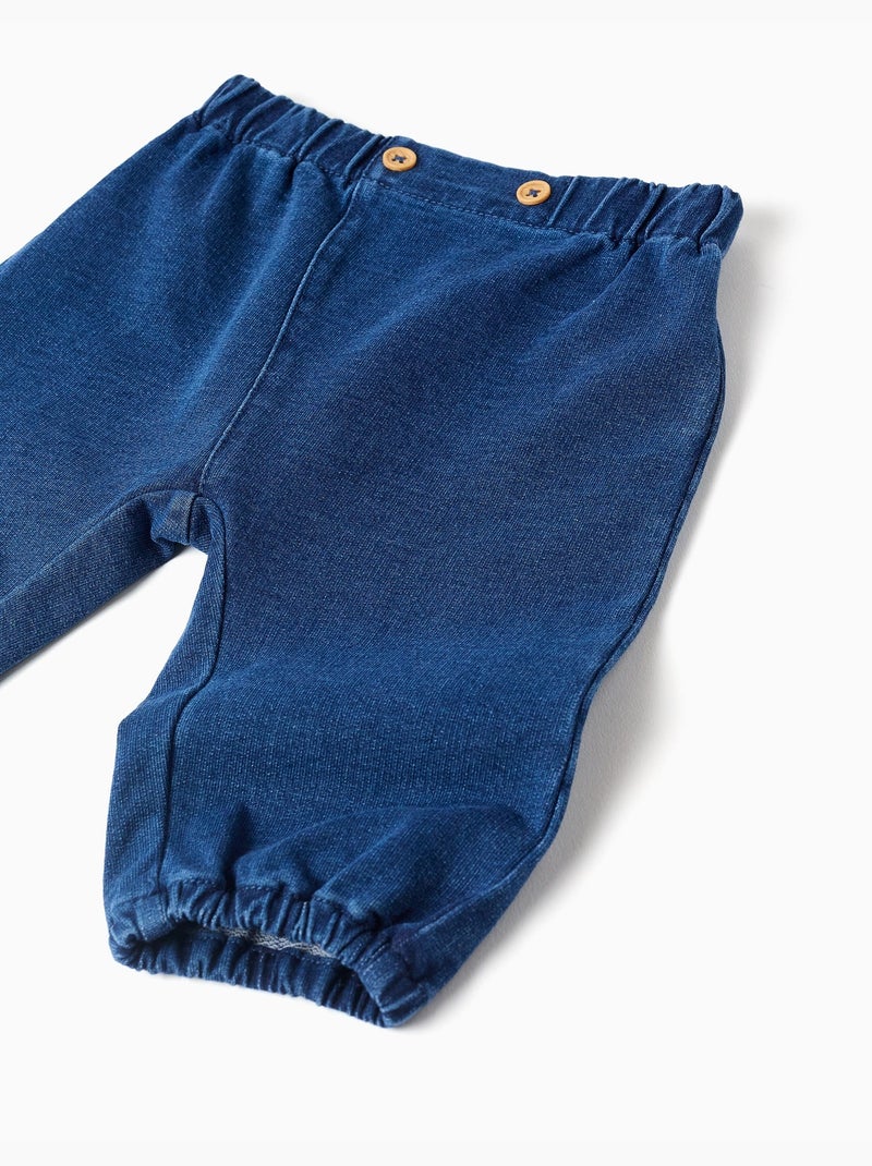Pantaloni in denim di cotone con bottoni decorativi Blu chiaro - Kiabi
