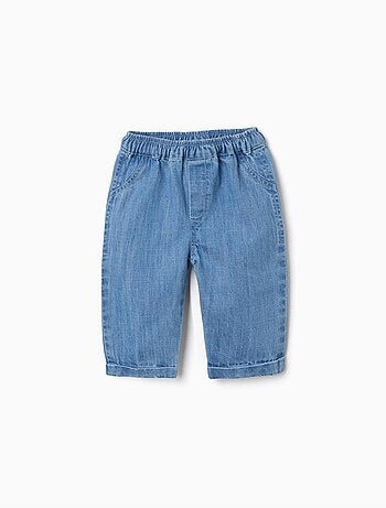 Pantaloni in denim in cotone con cintura elastica