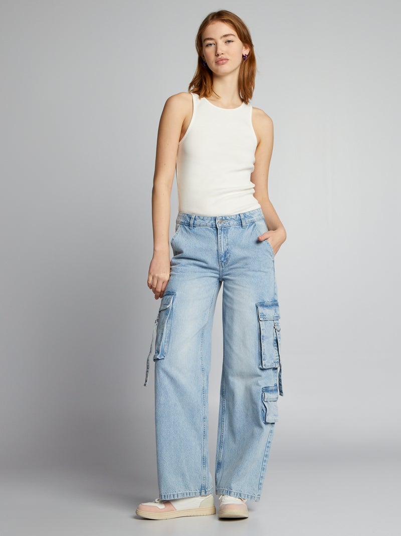 Pantaloni in denim multitasche con laccetti BLU - Kiabi