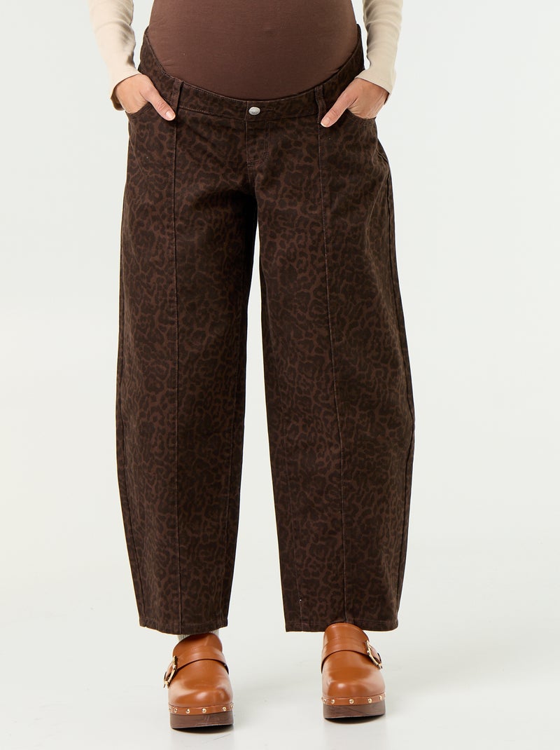 Pantaloni in denim premaman taglio barrel Marrone - Kiabi