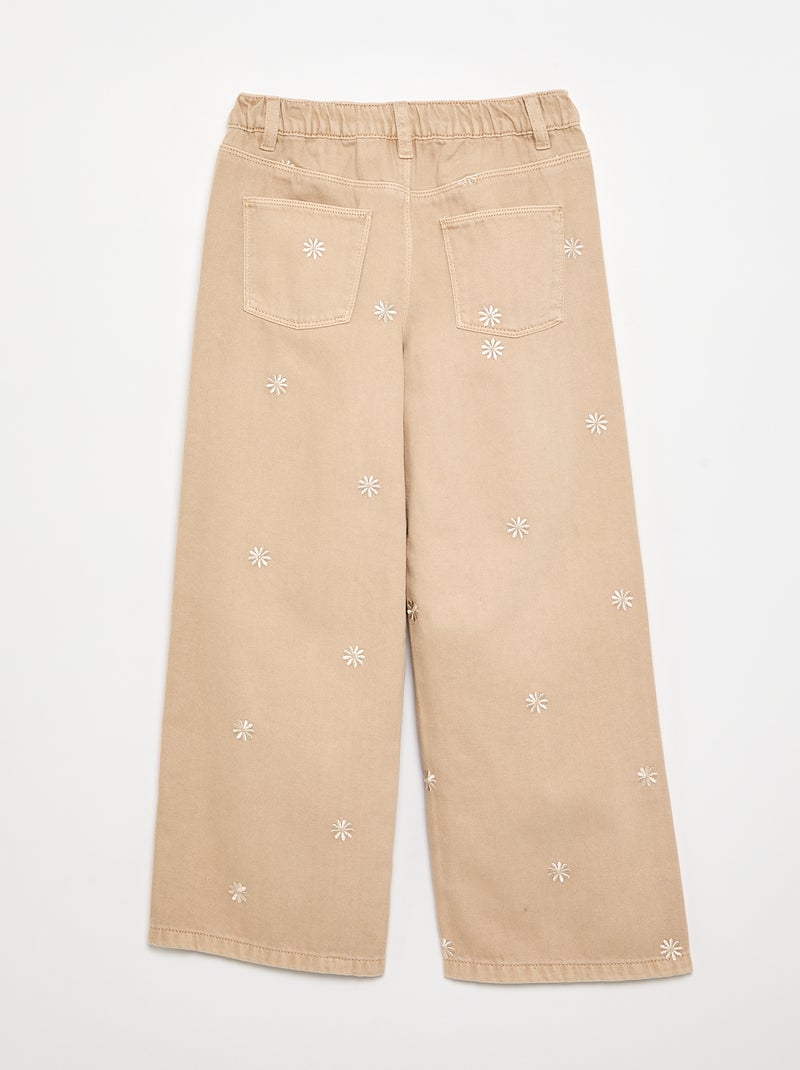 Pantaloni in denim ricamati Beige - Kiabi