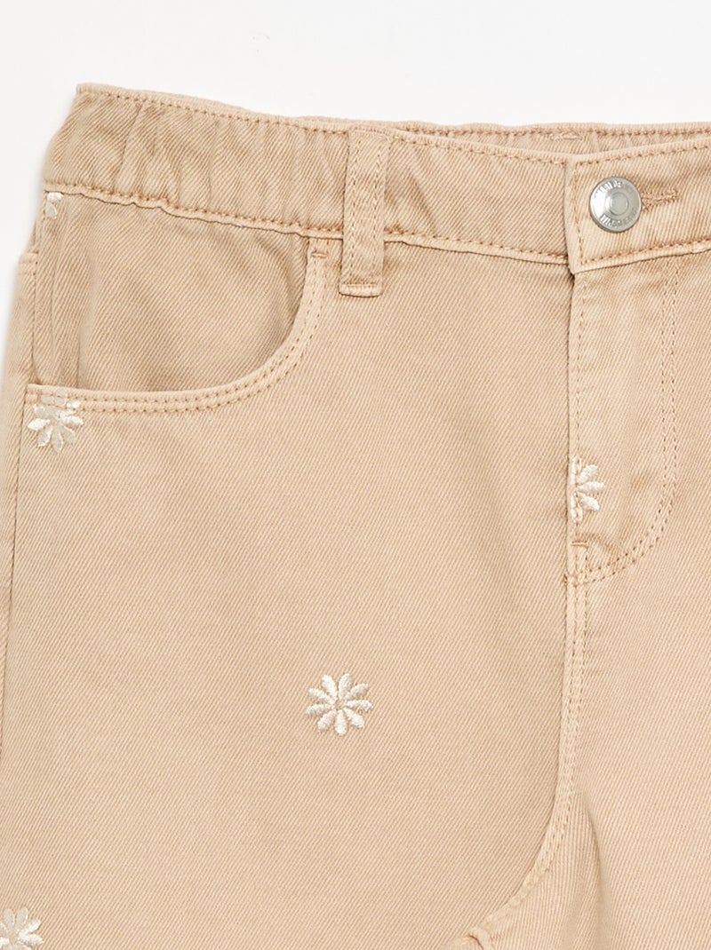 Pantaloni in denim ricamati Beige - Kiabi