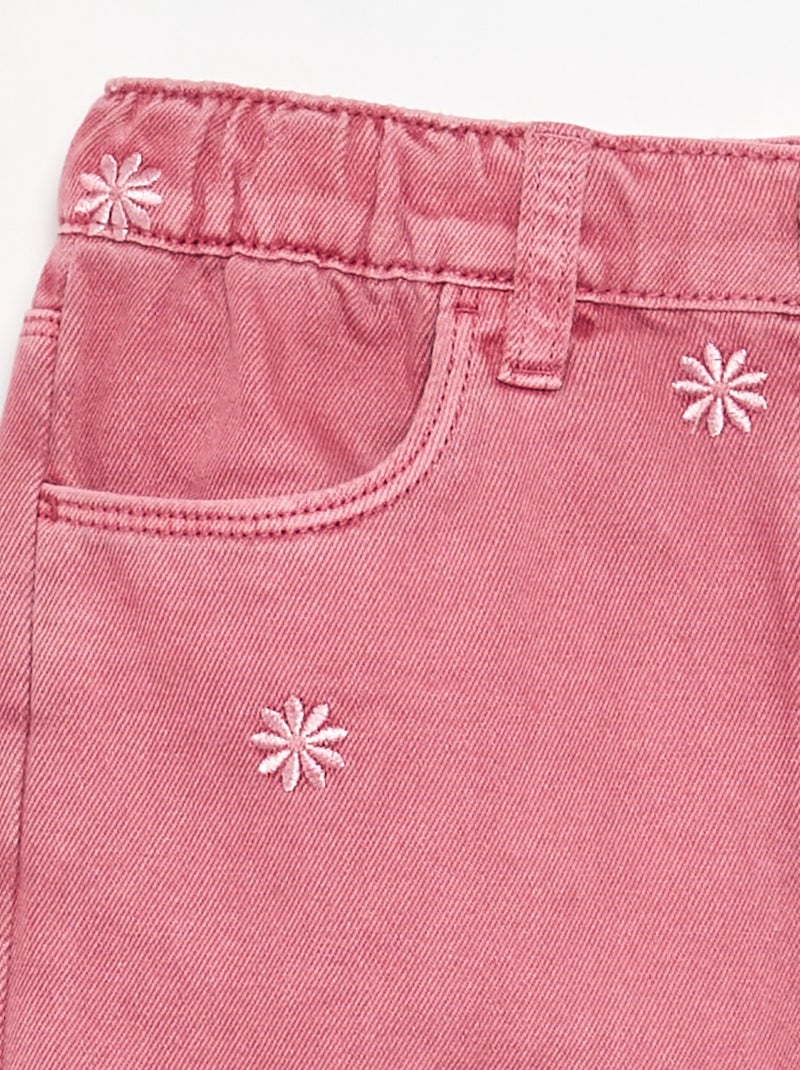 Pantaloni in denim ricamati Rosa - Kiabi