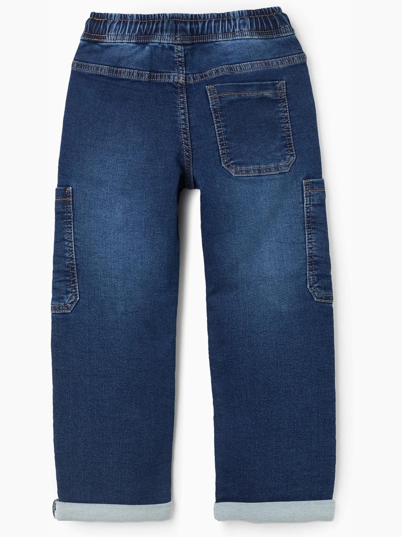 Pantaloni in denim straight fit con tasche cargo Blu Blu - Kiabi