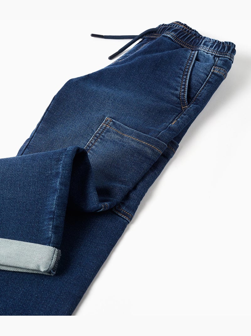 Pantaloni in denim straight fit con tasche cargo Blu Blu - Kiabi