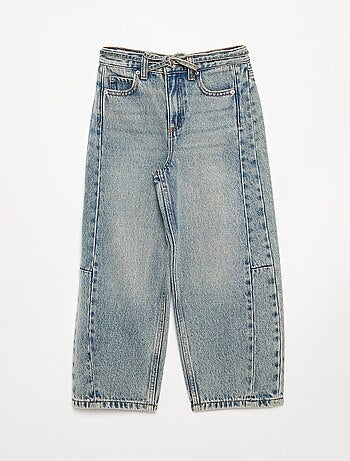 Pantaloni in denim taglio barrel con cintura