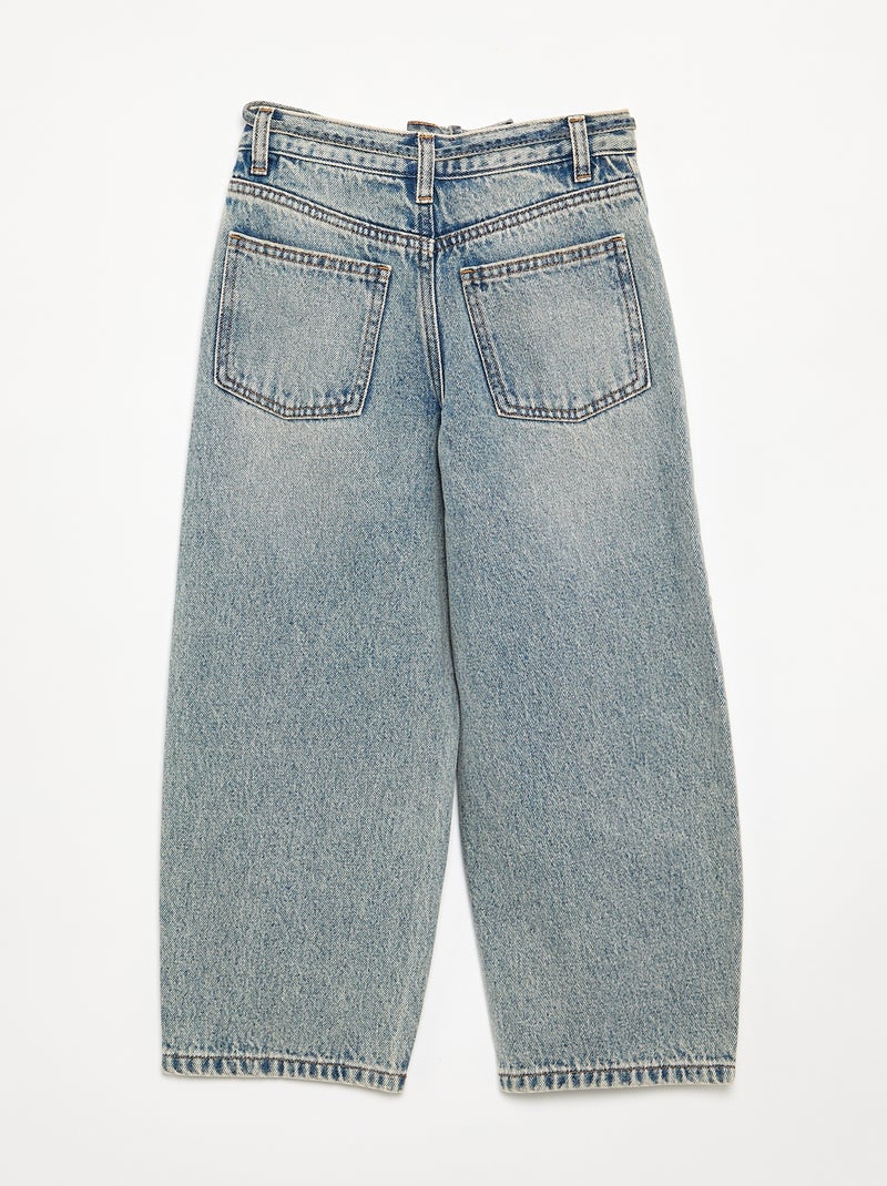 Pantaloni in denim taglio barrel con cintura Blu - Kiabi
