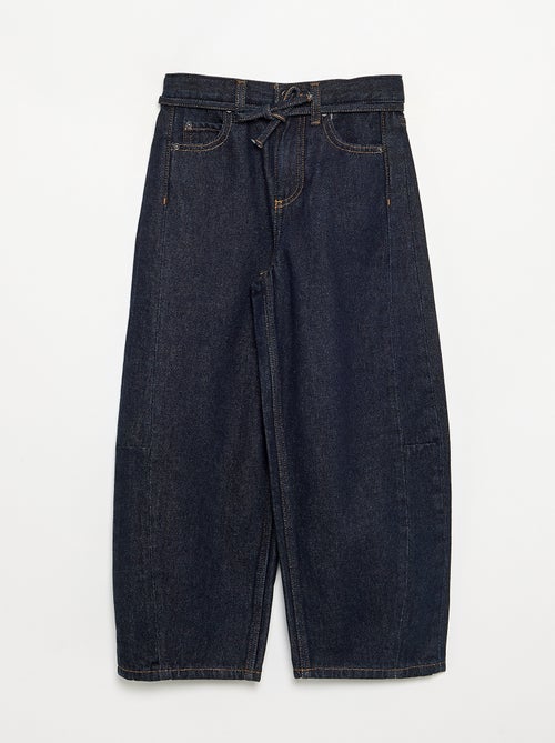 Pantaloni in denim taglio barrel con cintura - Kiabi