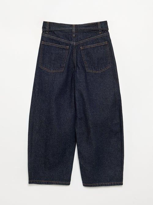 Pantaloni in denim taglio barrel con cintura - Kiabi