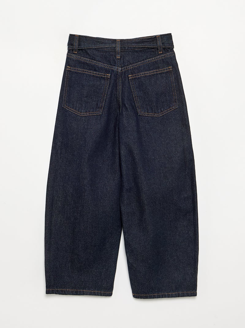 Pantaloni in denim taglio barrel con cintura Blu - Kiabi