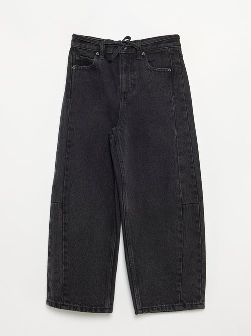 Pantaloni in denim taglio barrel con cintura - Kiabi