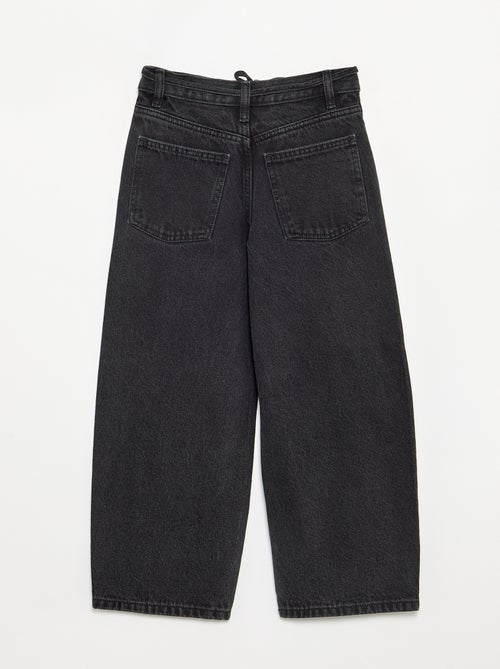 Pantaloni in denim taglio barrel con cintura - Kiabi