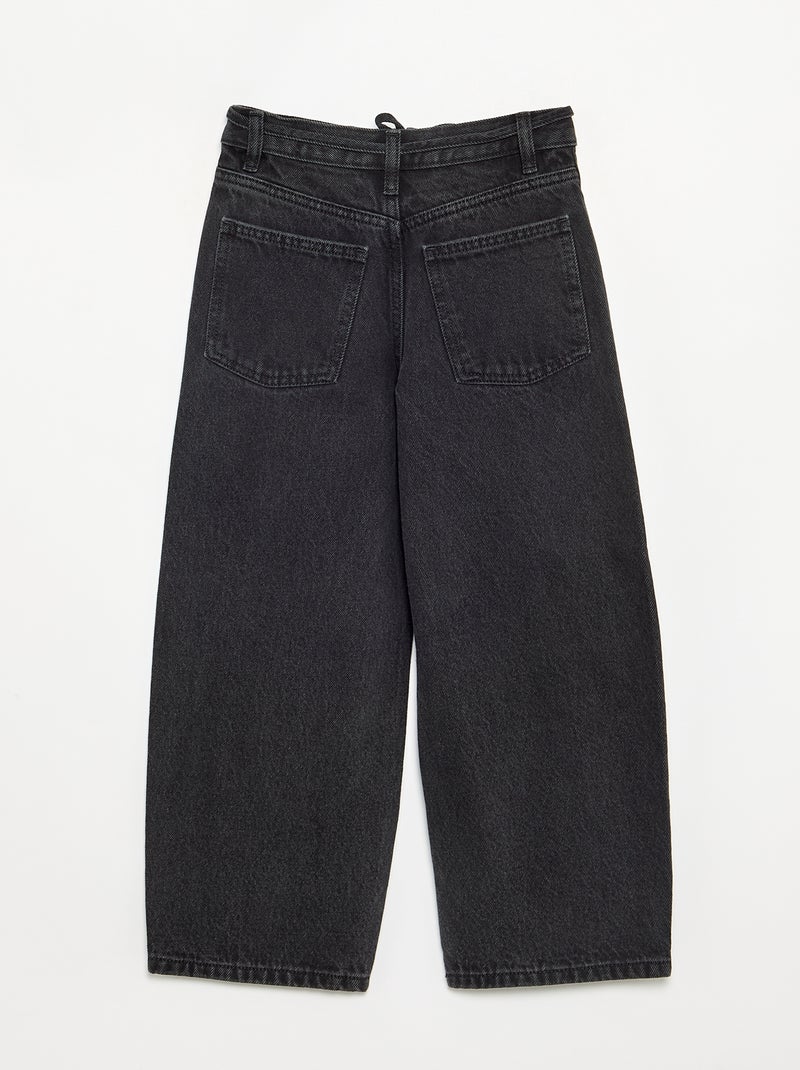 Pantaloni in denim taglio barrel con cintura Nero - Kiabi