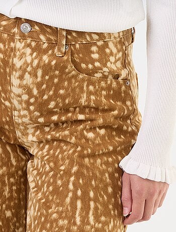 Pantaloni in denim taglio barrel con fantasia