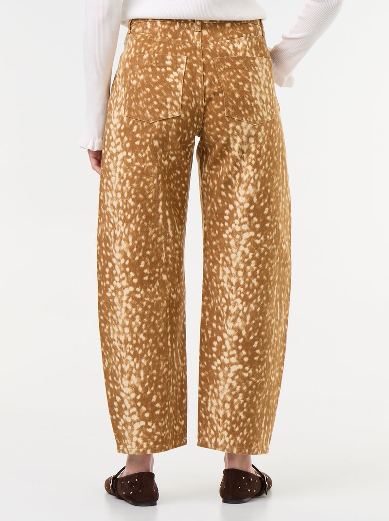 Pantaloni in denim taglio barrel con fantasia Beige - Kiabi