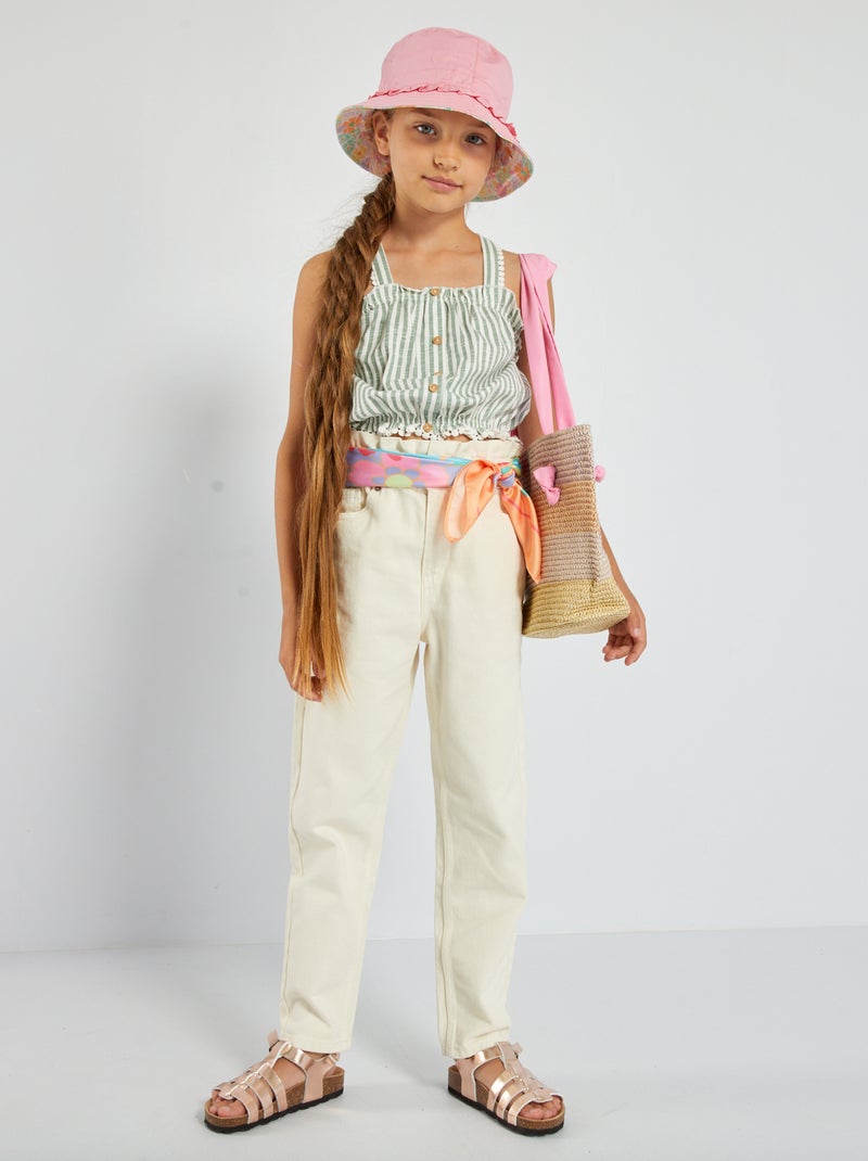 Pantaloni in denim taglio mom BIANCO - Kiabi