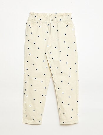 Pantaloni in denim taglio mom con motivo