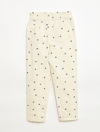 Pantaloni in denim taglio mom con motivo