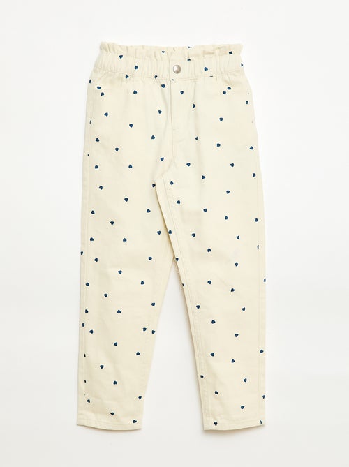 Pantaloni in denim taglio mom con motivo - Kiabi