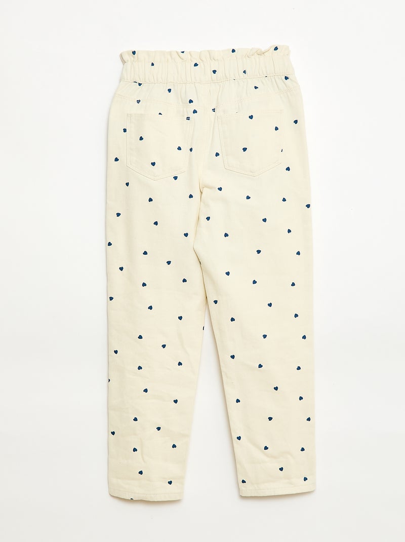 Pantaloni in denim taglio mom con motivo Bianco - Kiabi