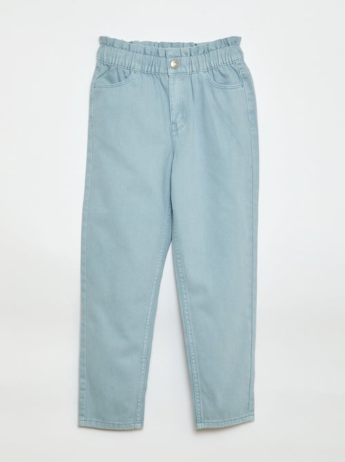 Pantaloni in denim taglio mom con motivo - Kiabi