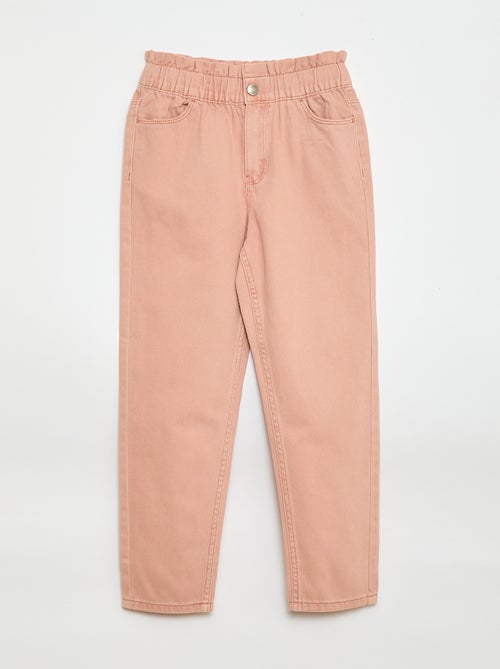Pantaloni in denim taglio mom con motivo - Kiabi