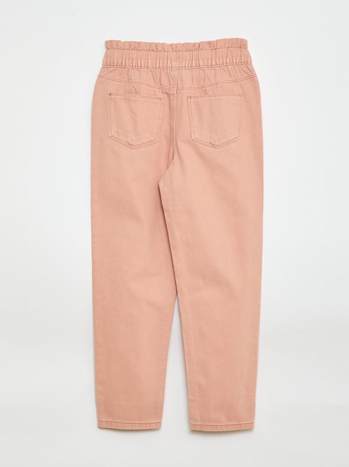 Pantaloni in denim taglio mom con motivo - Kiabi