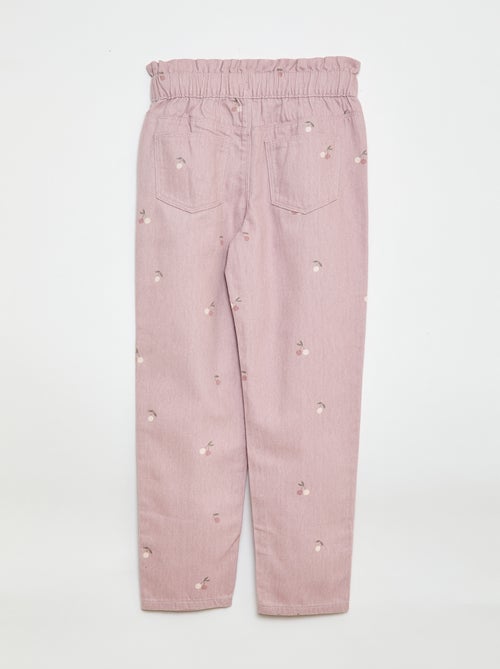 Pantaloni in denim taglio mom con motivo - Kiabi