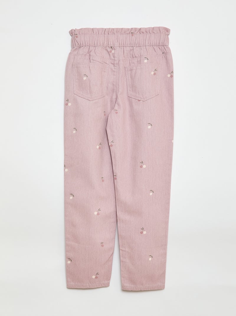 Pantaloni in denim taglio mom con motivo Rosa - Kiabi
