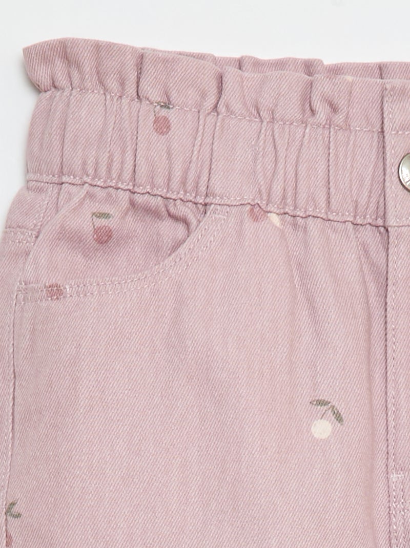 Pantaloni in denim taglio mom con motivo Rosa - Kiabi