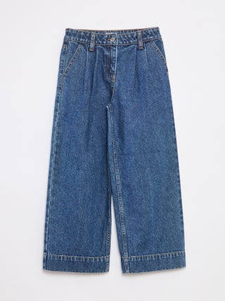 Pantaloni in denim wide effetto plissettato