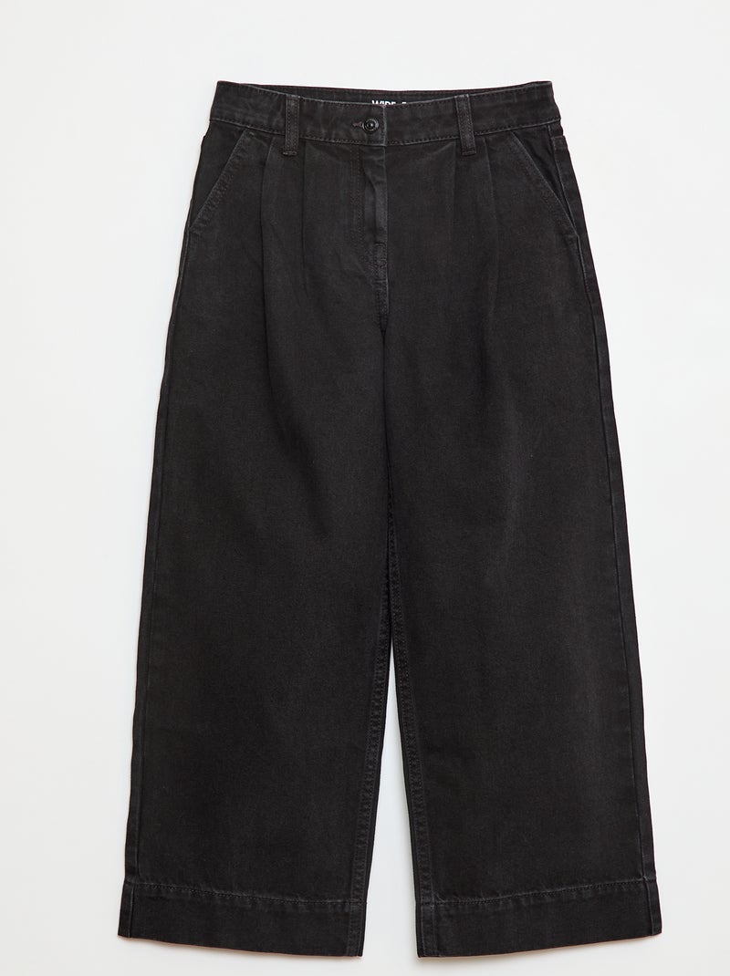Pantaloni in denim wide effetto plissettato Grigio - Kiabi