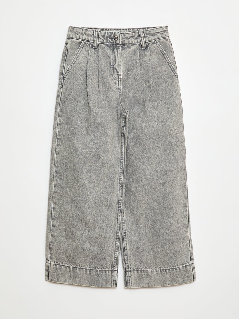 Pantaloni in denim wide effetto plissettato Grigio - Kiabi