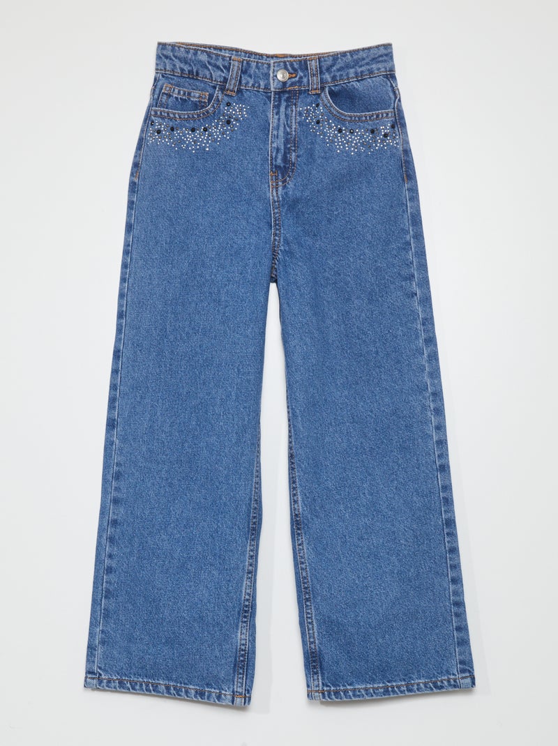 Pantaloni in denim wide leg con strass BLU - Kiabi
