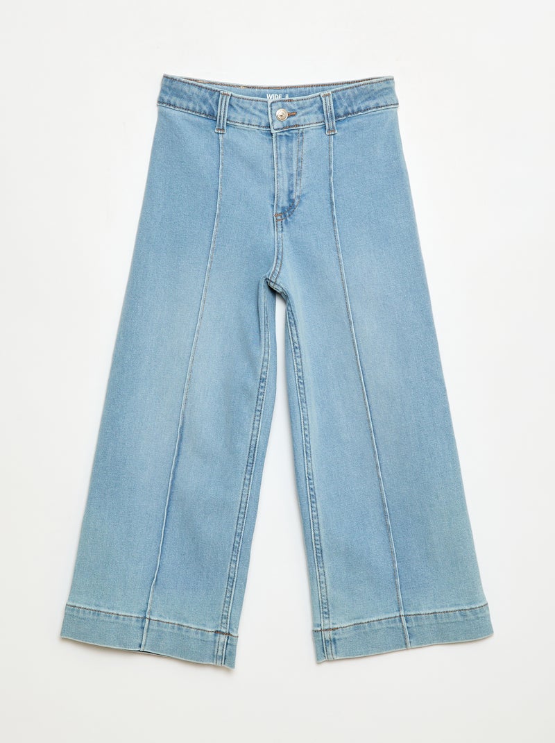Pantaloni in denim wide leg cropped Blu - Kiabi