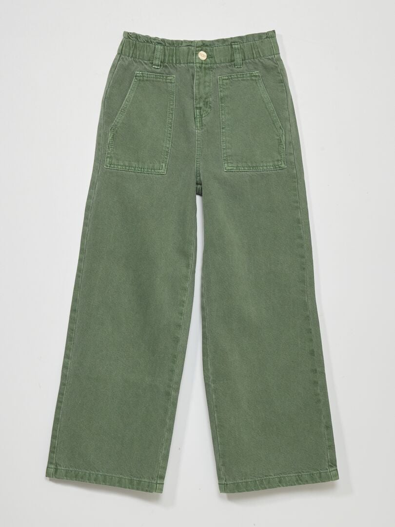 Pantaloni in denim wide leg grigio verde - Kiabi
