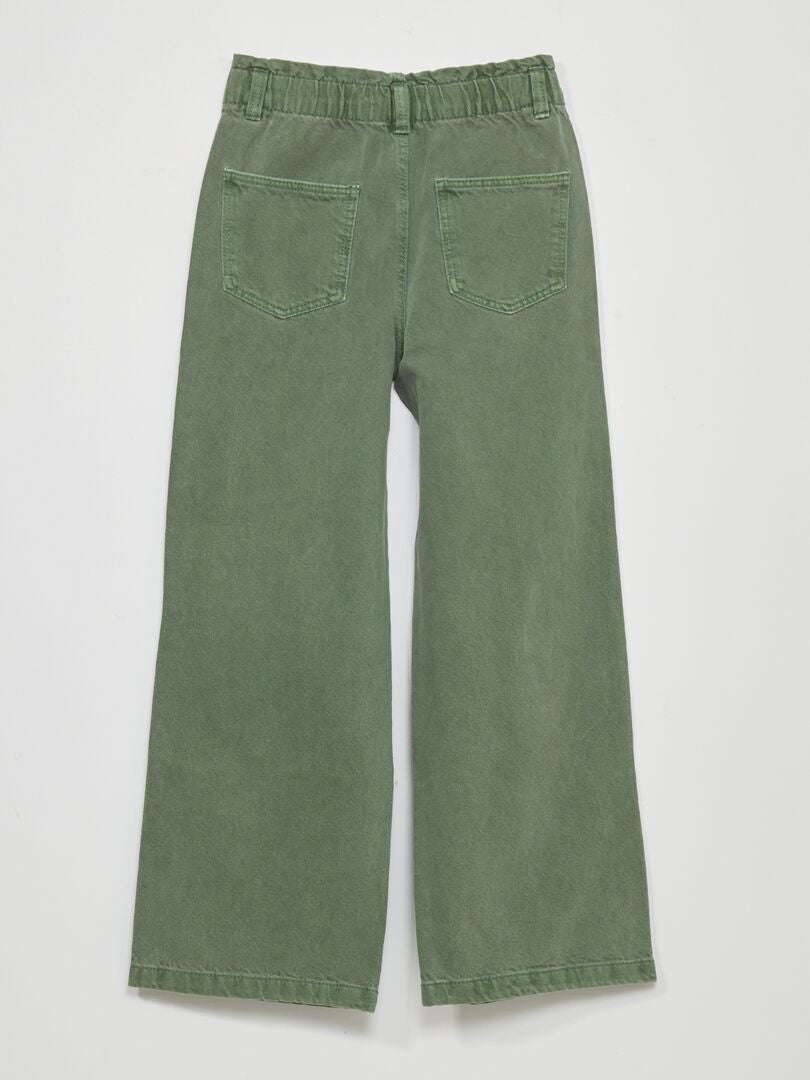 Pantaloni in denim wide leg grigio verde - Kiabi