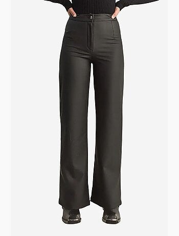 Pantaloni in ecopelle a vita alta a gamba ampia lucci