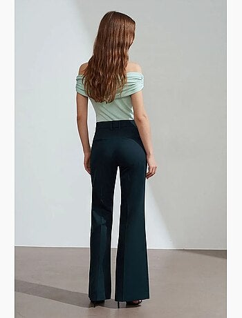 Pantaloni in gabardine a zampa a vita alta da donna dilvin