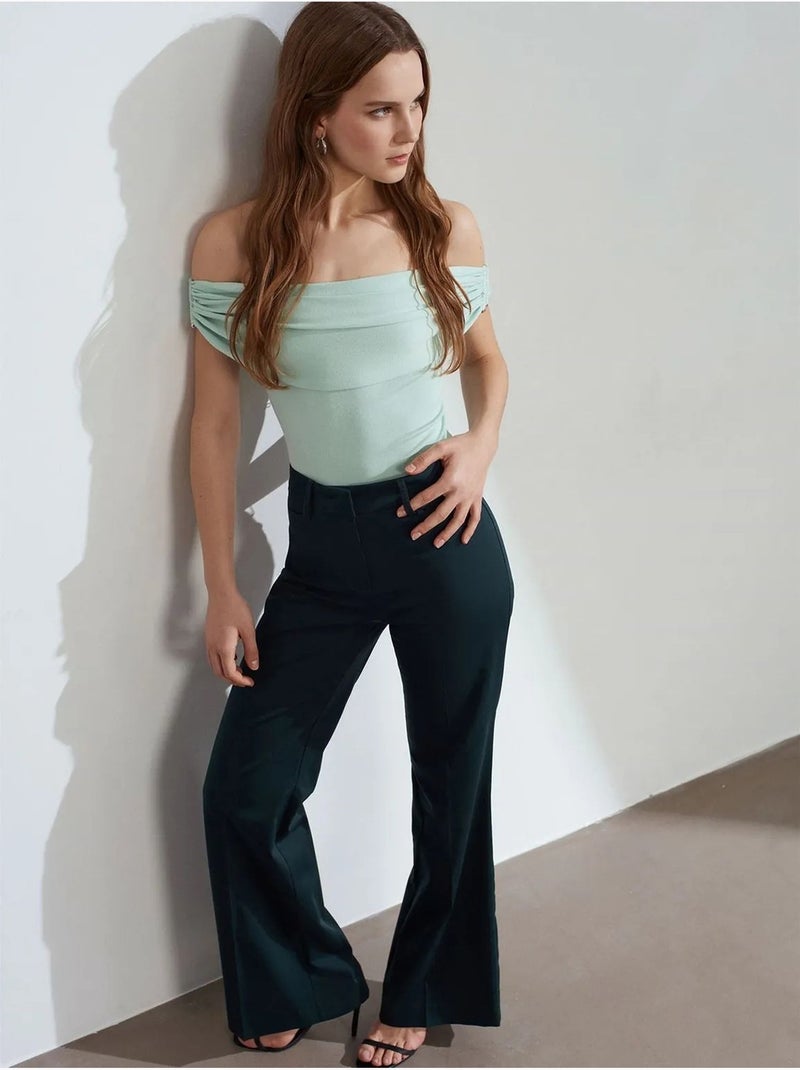 Pantaloni in gabardine a zampa a vita alta da donna dilvin Blu notte - Kiabi