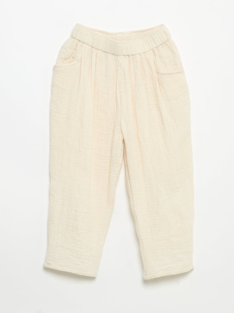 Pantaloni in garza di cotone Bianco - Kiabi