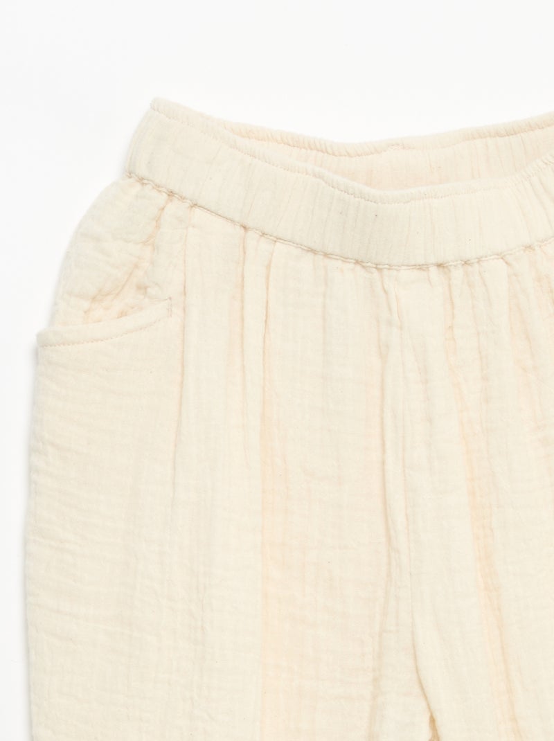 Pantaloni in garza di cotone Bianco - Kiabi