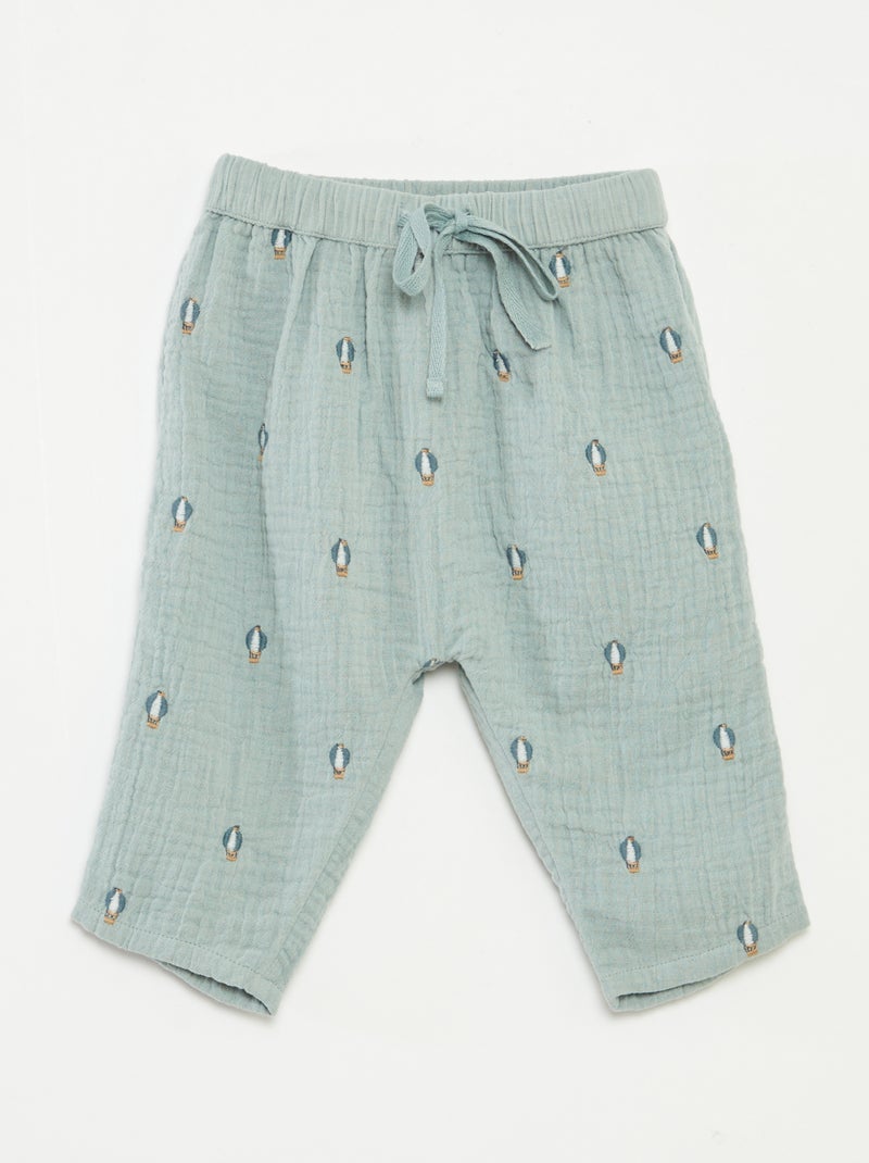 Pantaloni in garza di cotone Blu - Kiabi