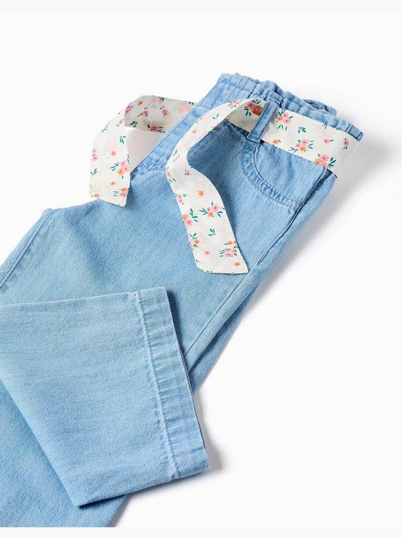 Pantaloni in jeans a gamba larga con cintura floreale Blu Blu - Kiabi