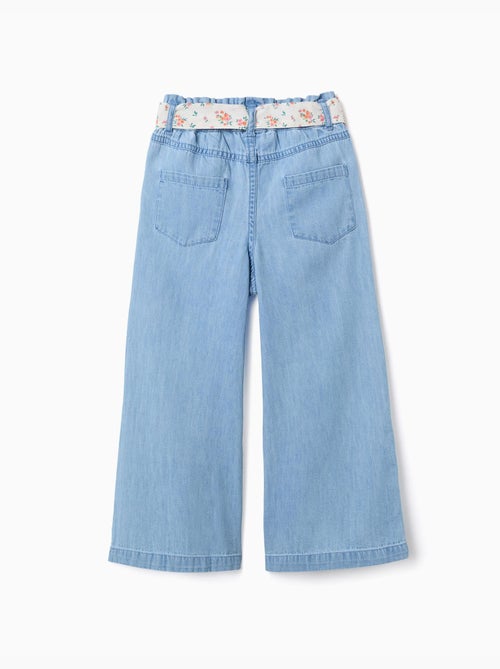 Pantaloni in jeans a gamba larga con cintura floreale - Kiabi Pantaloni in jeans a gamba larga con cintura floreale - Kiabi