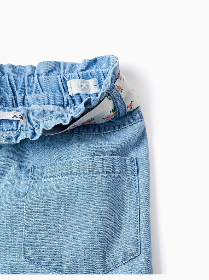 Pantaloni in jeans a gamba larga con cintura floreale Blu Blu - Kiabi